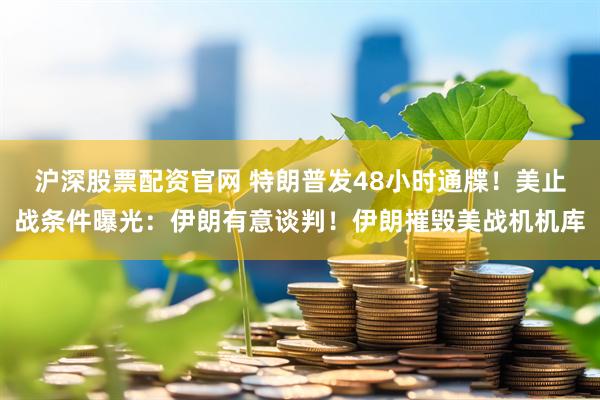 沪深股票配资官网 特朗普发48小时通牒！美止战条件曝光：伊朗有意谈判！伊朗摧毁美战机机库